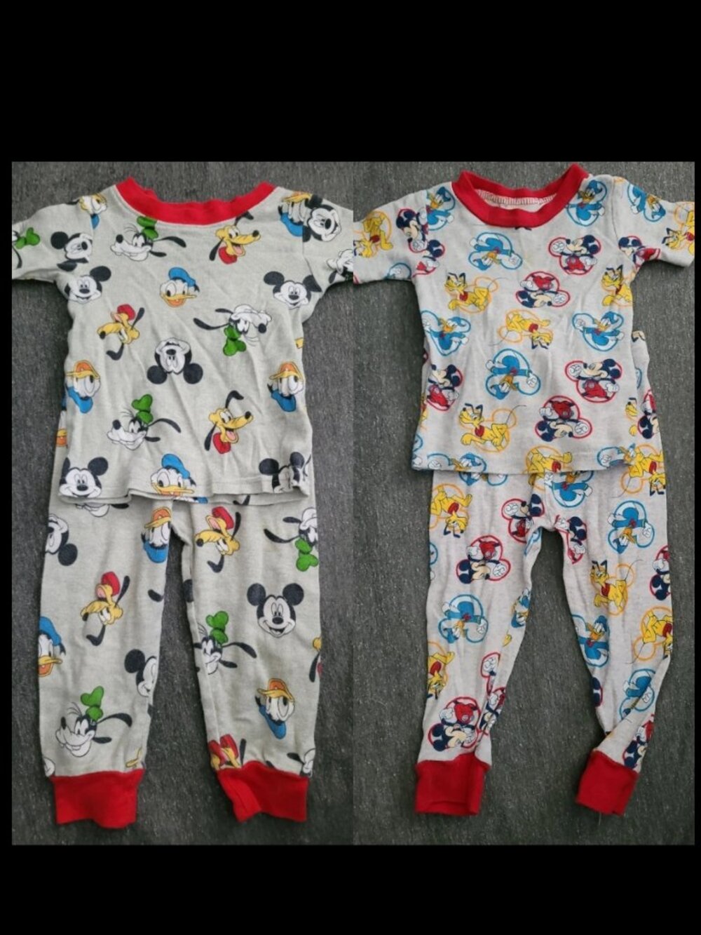 Lot Of 2 Disney Mickey Mouse & Friends Pajama Sets Tops & Bottoms Size 2T